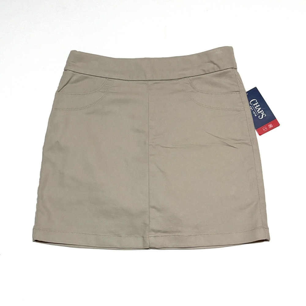 New Chaps Skort Womens Small Tan Khaki Pull On Stretch Golf Tennis Mini Skirt